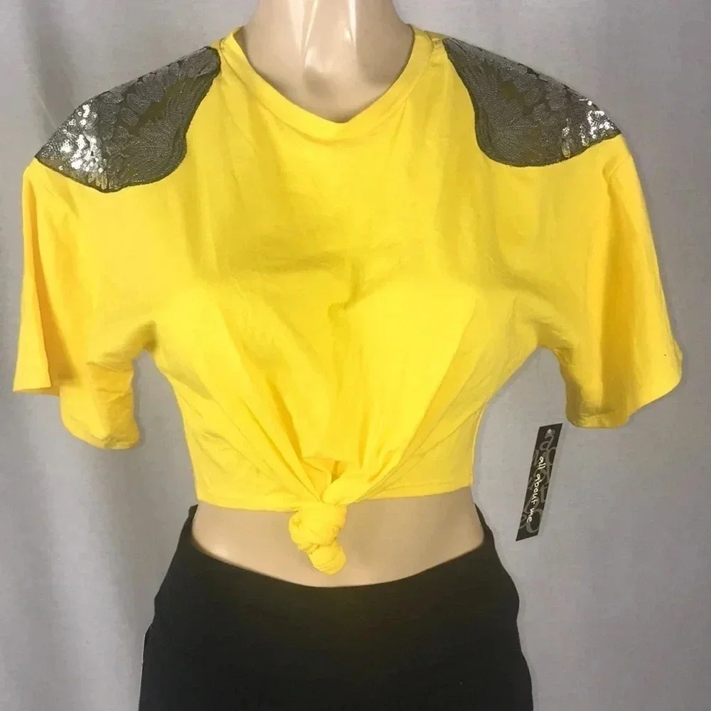 Topia Crop Top with Sequence Wings on shoulders New